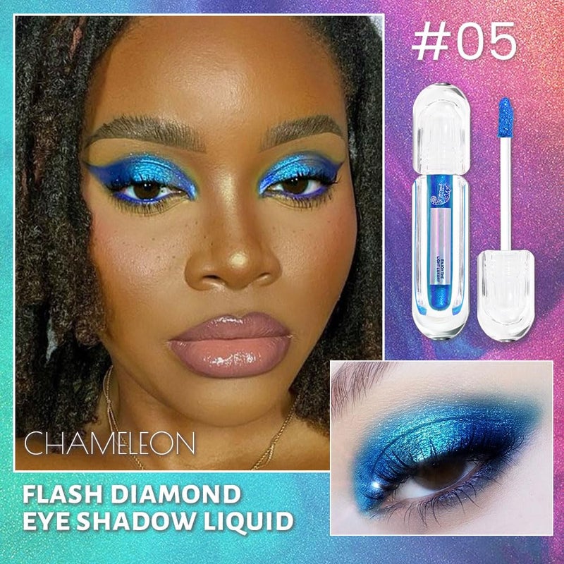 AMY'S DIARY Duochrome MultiChrome Chameleon Liquid Metallic Teal Blue Eyeshadow, High-Impact Multi-Dimensional Finish,blue Teal Silky Smooth and High Pigment Holographic Glitter Eyeshadow Makeup (05#) - Image 3